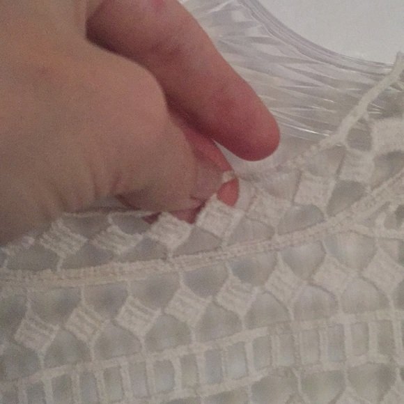 Joie silk blouse with lace inserts, Porcelain SZ S - Picture 8 of 8